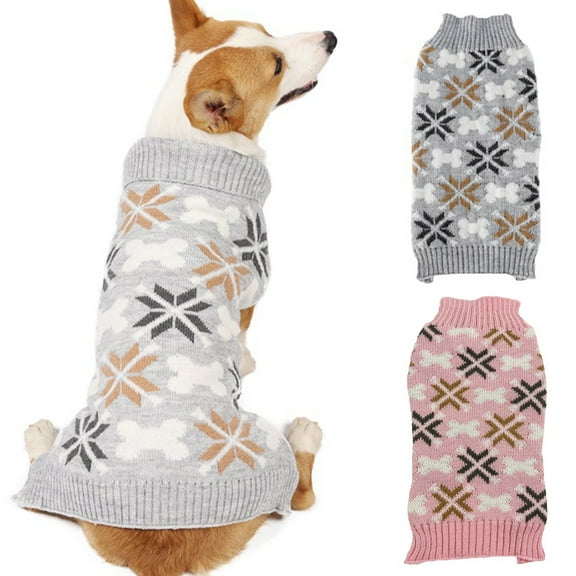 Windfall Warm Sweatshirt for Cats Dogs, Snowflake Bone Pattern Cosplay Soft Texture Knitted Pet Cats Sweater Outfit for Christmas