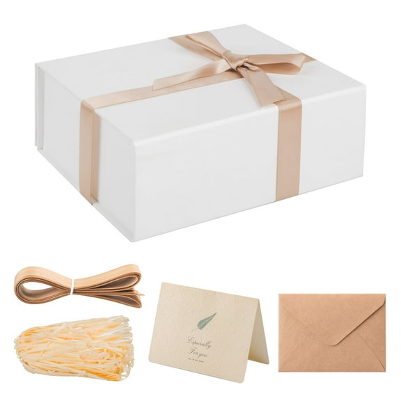 LIFELUM 2 Pack 8 x 7 x 3 inch Gift Box Large Gift Boxes with Magnetic Lid White