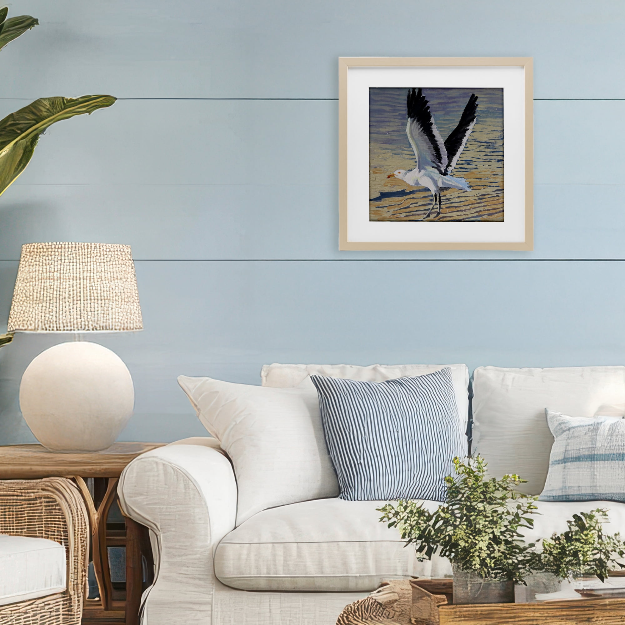 Stupell Industries Seagull Taking Flight Birch Framed Print Under Glass, design by Violeta Vollmer
