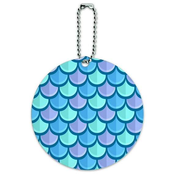 Mermaid Fish Scale Pattern Round Luggage ID Tag Card Suitcase Carry-On