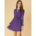 thumbnail image 2 of Vestido Acampanado de Mujer Allegra K con Cuello En V Vintage Dorado Metálico Brillante Morado Oscuro M, 2 of 6