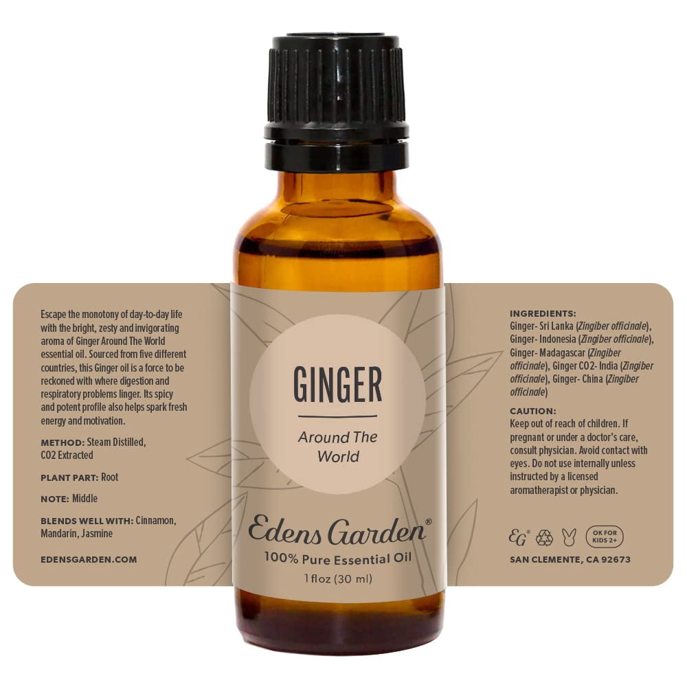 Edens Garden Ginger Around The World Essential Oil- 100% Pure Premium Grade, Undiluted, Natural, Therapeutic, Aromatherapy, The Best for Diffuser, Skin, Candle, Laundry 30 ml (1 fl oz)