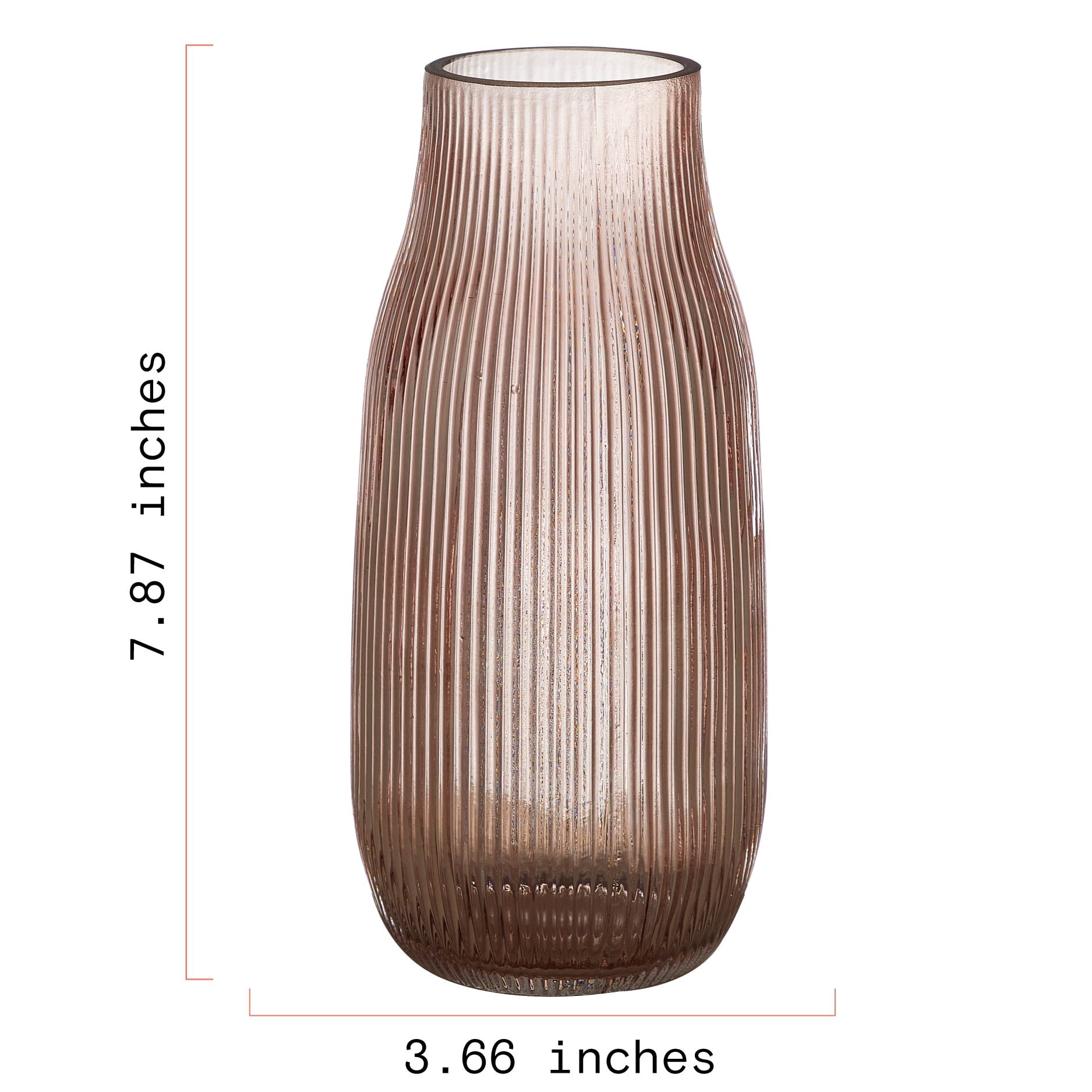 Beautiful By Drew Barrymore Bottleneck Ribbed Blush Glass Vase