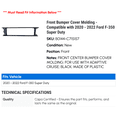 thumbnail image 2 of Front Bumper Cover Molding - Compatible with 2020 - 2022 Ford F-350 Super Duty 2021, 2 of 2