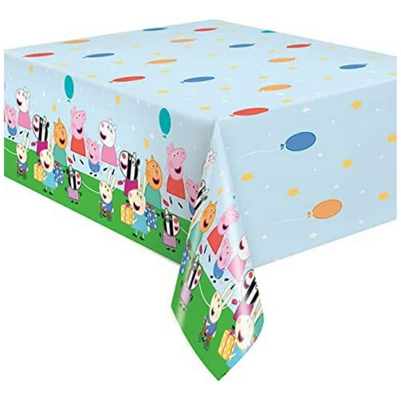 Unique Multicolor Peppa Pig Rectangular Plastic Table Cover 54" x 84" - Durable & Vibrant Design, Perfect for Parties and Events