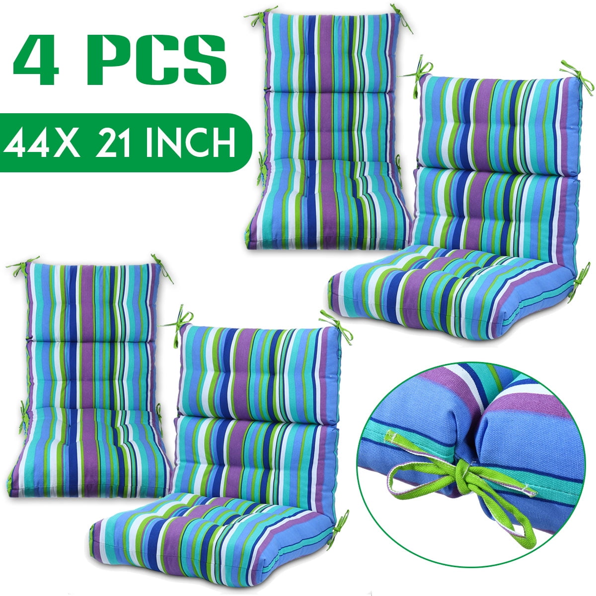 2 pack High Back Chair Cushion Sofa Chair Cushion with Ties, Thick seat  Cushion Breathable Chair Cushion Garden Home Office Chair Cushion Chair Pad  Swing Seat Replacement Cushions, 44x21x5 inch 