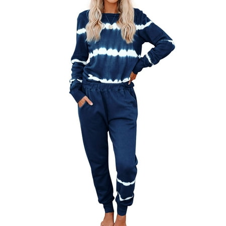 

Women Tie Dye Pajama Sets Long Sleeve Tops and Pants PJ Sets Joggers Loungewear Sleepwear Size S-XXL