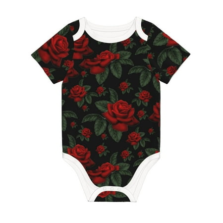 

Coaee Roses for Soft Cotton Baby Short-Sleeve Bodysuit Baby Girls Boys Bodysuit Romper