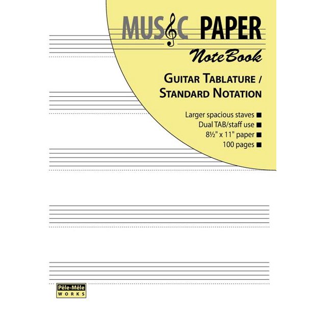 MUSIC PAPER NoteBook Guitar Tablature / Standard Notation (Paperback