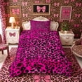 thumbnail image 2 of Meiyoeat Black Pink Leopard Print Twin Duvet Cover, Animal Spot Pattern Twin Bedding,2pcs,No Comforter,Black Reversible, 2 of 5