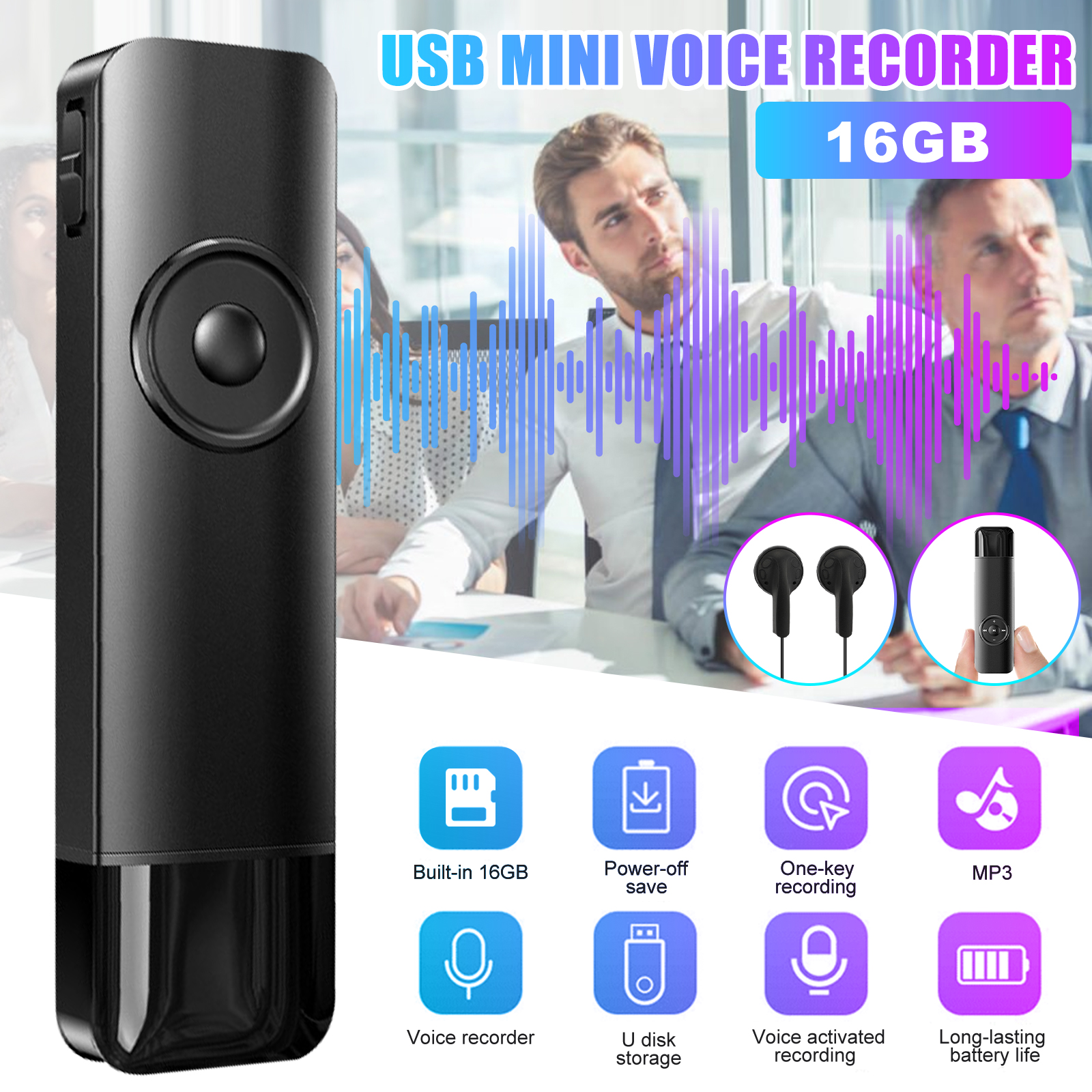 Digital Voice Recorder, EEEkit 16GB Voice Activated Recorder with