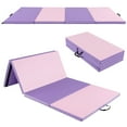 thumbnail image 1 of Gymax Tapis de Gymnastique Pliant 8 Pieds x 4 Pieds x 2 Pieds' en Cuir PU pour Yoga Rose, 1 of 8