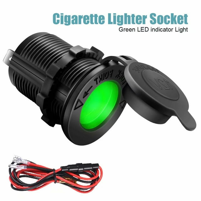 Cigarette Lighter Socket Waterproof LED Indicator 12V Power Outlet for Car Marine Boat Motorcycle Rv Truck ATV