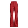 thumbnail image 5 of Karymi Women's Clothing Solid Double Button High Waist Micro Flare Pants, Front Patch Pocket Stretch Long Trousers, Casual Daily Cargo Bootcut Pants Workout Shorts Women, 5 of 6
