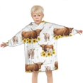 thumbnail image 3 of White Highland Cow Sunflower Calf Pattern Blanket Hoodies for Kids 6-13YR Oversize Wearable Blanket Hoodies for Boys Girls Teens, 3 of 7