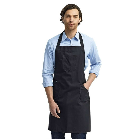 Artisan Collection by Reprime RP132 Cotton Chino Bib Apron with Pocket-Black