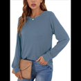 thumbnail image 3 of Sudadera Informal de Cuello Redondo para Mujer, Larga, Corte Holgado, Cuello Alto, Forro Cómodo, Prendas de Moda para Otoño. Azul L, 3 of 8