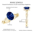 thumbnail image 5 of Rosec Jewels Oval Cut Lab Created Blue Sapphire Solitaire Ring with Diamond - 8X10 mm, 10K Yellow Gold, US 4.00, 5 of 8