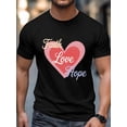 thumbnail image 4 of Men's T-Shirt Faith Love Hope Simple Heart Short Sleeve Casual Tee Classic Crew Neck T-Shirt for Men, Black L, 4 of 6