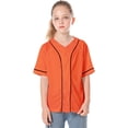 thumbnail image 5 of GiLiling Boys Baseball Jersey Kids Short Sleeve Girls Hip Hop T Shirt Toddler Sport Button Down Jersey Shirt (Orange, 4-5 Years), 5 of 8
