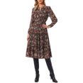 thumbnail image 2 of INSPIRE CHIC Chiffon Floral Dress for Womens Fall 2026 Long Sleeve Flowy Pleated Midi Dresses M Black, 2 of 6