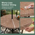 thumbnail image 5 of Round Outdoor Tablecloth with Umbrella Hole and Zipper, Brown Tablecloth with Elastic Waterproof, Farmhouse Vintage Brown Solid Color Modern Patio Table Covers for 55" - 60" Picnic Pool Tables, 5 of 9