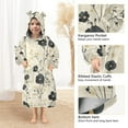 thumbnail image 3 of FORMRS Wearable Blanket Hoodie with Sleeves for Kids Cozy Flannel Sweatshirt, Small Black Flowers, 3 of 7