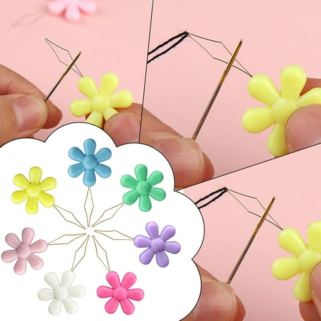 KDSJSXW Embroidery Needle Threader Tool Plastic Flower Head Sewing Machine Needle Threader for Hand Sewing Cross Stitch Craft Knitting Quilting (Mix Colors)