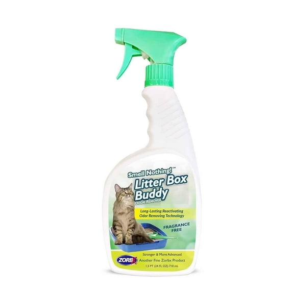 ZORBX Unscented Cat Litter Deodorizer Spray 24 Oz - Strong & Re-Activating Cat Urine Odor Remover & Litter Box Odor Eliminator