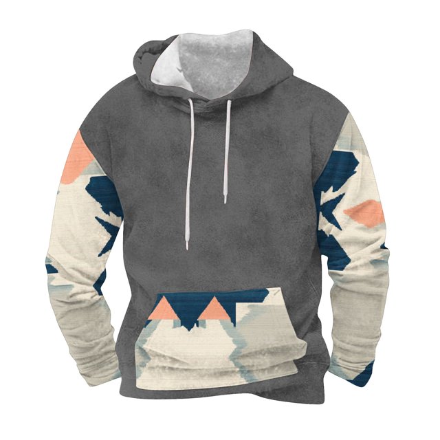 Sudadera con capucha para hombre, moderna, con cordón ajustable y bolsillo, estampada, deportiva y de ocio, sudadera con capucha, blusa de poliéster para hombre