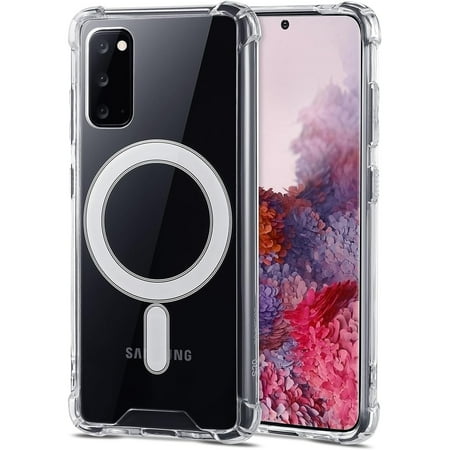 Dteck Magnetic Case for Samsung Galaxy S20, Compatible with MagSafe, Crystal Clear Phone Case Four-Corner Shockproof Slim Case for Samsung Galaxy S20 5G,Transparent