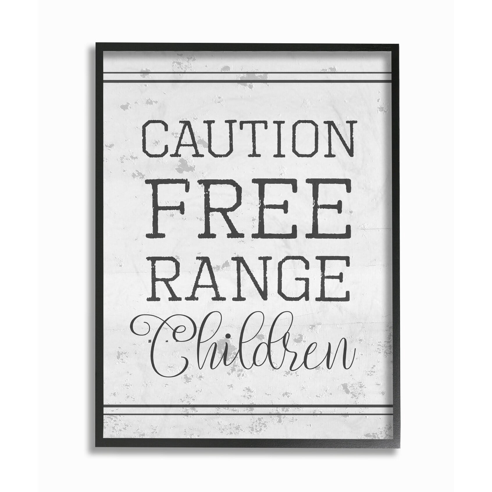 Stupell Caution Free Range Children Framed Giclee Texture Art 16 x 20