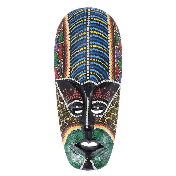 Wooden Mask Wall Hanging Solid Wood Carving Painted Wall Decor Bar Home Decorations African Totem Mask Crafts A