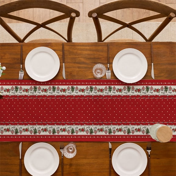Btomtd Christmas Themed Table Runner, Festive Dining Table Cloth Cover for Winter Decor, Holiday Table Runners for Christmas Decorations, 72"x13", B