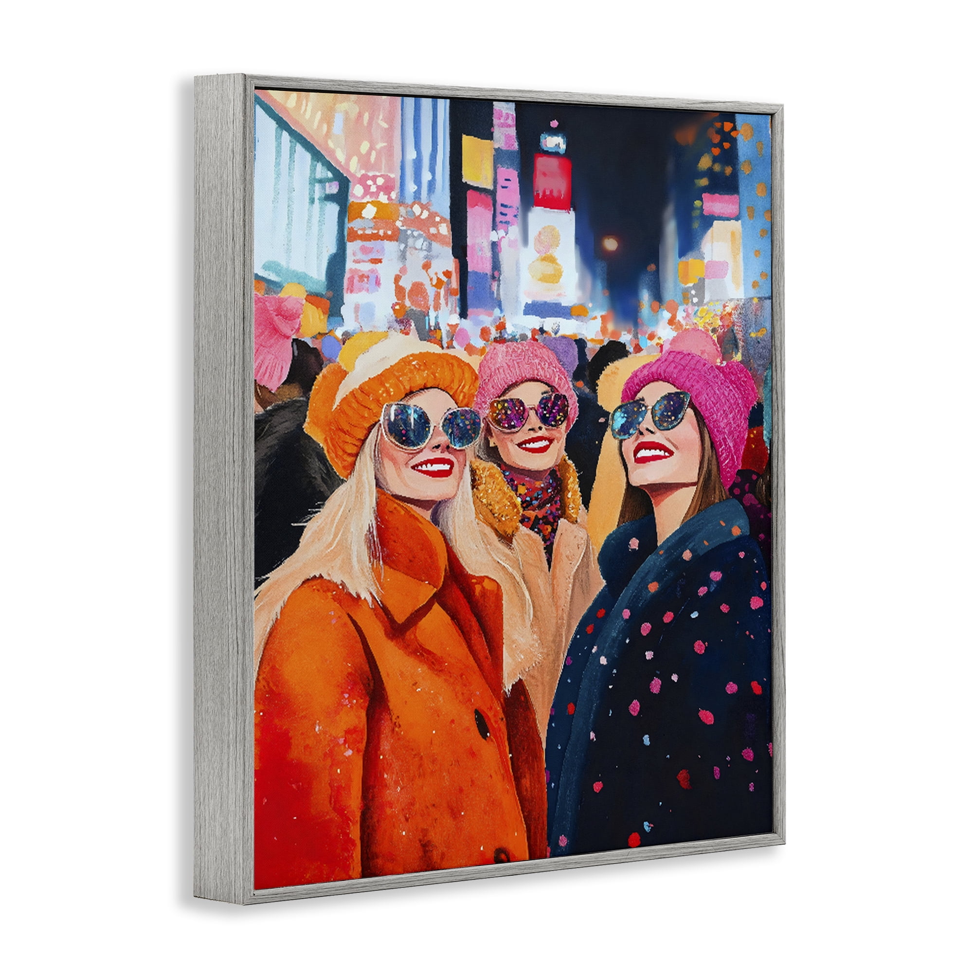 Stupell Industries New Year's Girls in City Gray Framed Giclee Art, design by LSR Design Studio