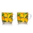 thumbnail image 5 of STP GOODS Lemons Glass Mug Set of 4 pcs 10.1 fl oz (300 ml) Tea Mugs for Hot Beverages Coffee and Tea Mugs for Latte Cocoa Chocolate Glass Drinkware, Service for 4, Yellow Green Clear, 5 of 6