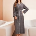 thumbnail image 2 of yievot Robes for Women Long Sleeve Bathrobe Soft Midi-Length Kimono Robe Sleepwear with Pockets, 2 of 3