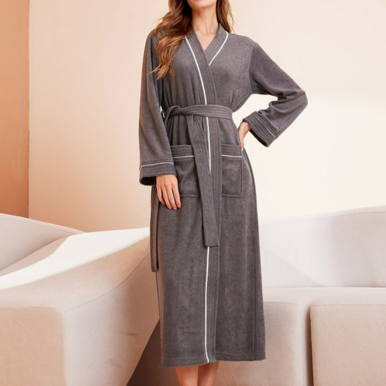 POIUYTR Womens Bath Robes Soft Terry Cloth Towel Robe Lightweight Kimono  Spa Knit Knee Length Bathrobe Sleepwear with Pockets - Walmart.com