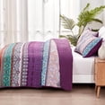 thumbnail image 4 of Juego de edredón WONGS BEDDING, color morado, tamaño doble, 2 piezas, 4 of 8