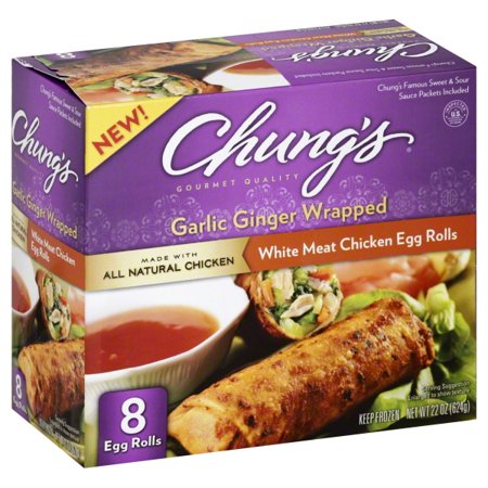 CHUNG'S, WHITE MEAT CHICKEN EGG ROLLS, GARLIC GINGER