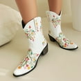 thumbnail image 6 of UngA Winter Boots Women's Mid-Calf White Western Cowboy Boots Classic Embroidered Cowgirl Boots White,7, 6 of 7