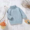 thumbnail image 2 of Glisme Knit Sweater For Girls Baby Knit Cable Turtleneck Soft Thermal Toddler High Children'S Sweaters Lightweight Top Clothes Light Blue , 12-18 Months, 2 of 9