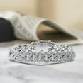 thumbnail image 3 of JeenMata Men's Full Bling Iced Out Curb Chain Bracelet in White - Prong Setting - Chunky Men's Jewelry, 3 of 6