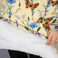 thumbnail image 3 of Oversized Wearable Blanket Hoodie,Butterfly Flower Plant Pattern Sherpa Blanket Hoodie with Super Pockets,Super Warm Fuzzy Pullover for Women & Men, 3 of 6
