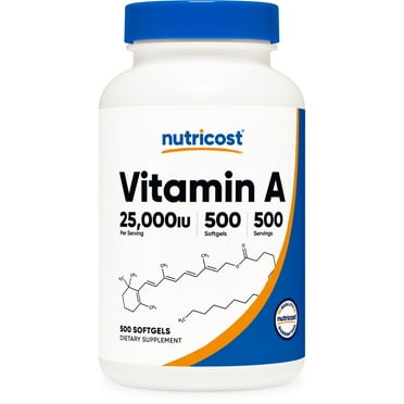 Nutricost Vitamin A 25000 IU, 500 Softgels, Non-GMO, Gluten Free
