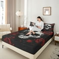 thumbnail image 4 of Homewish Gothic Skull 4pcs Bed Sheets For Female Men Adults,Red Rose King Sheets,Chic Flowers Super Cozy Sheet Set,Exotic Style Bedroom Decor, 4 of 7