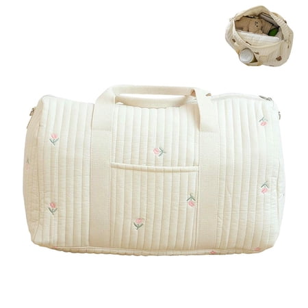 Quilted Baby Diaper Bag Large Capacity Duffle for Women Suitable for Traveling and Weekend Trips with Multiple Pockets for Hospital Visits