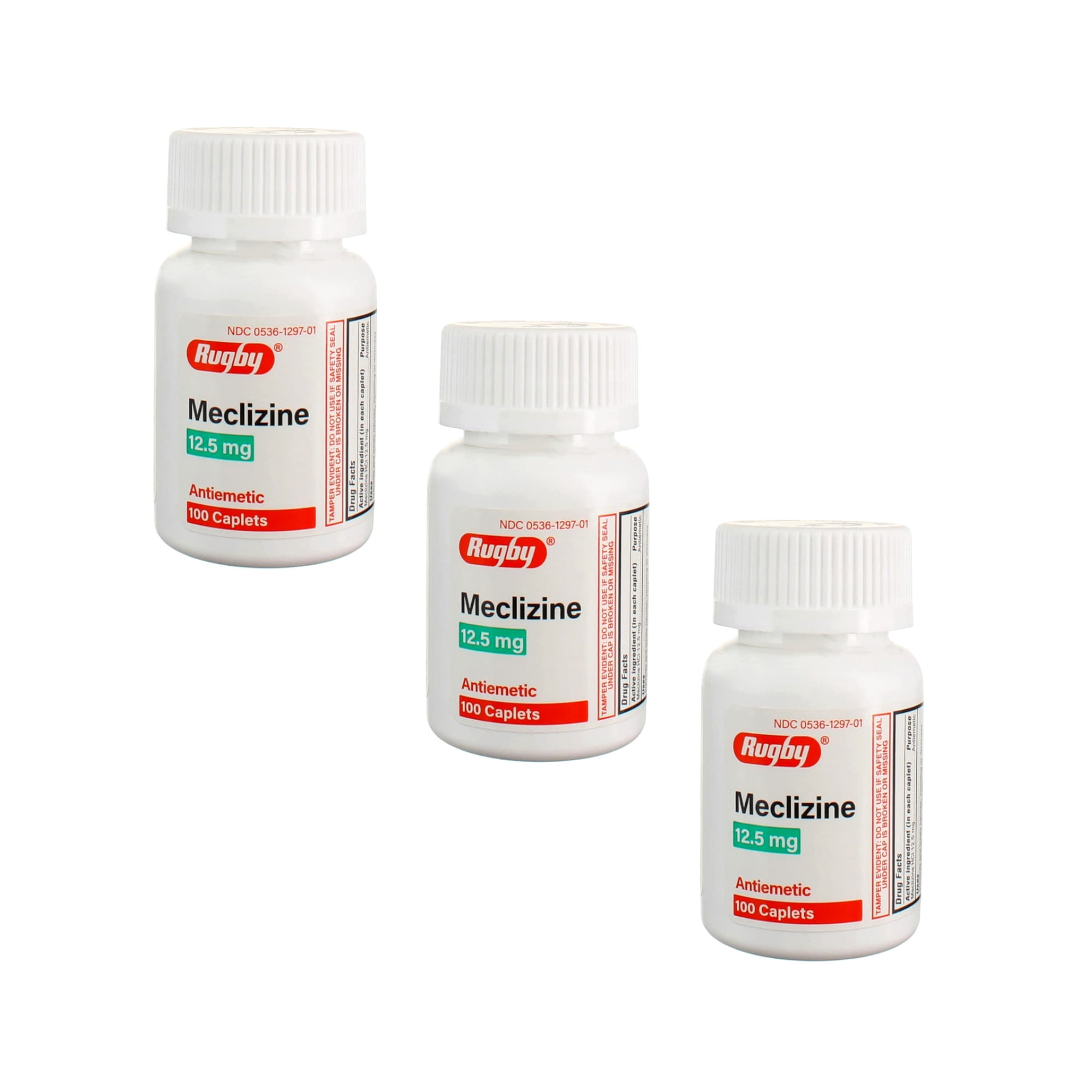 Rugby Meclizine 12.5 mg Antiemetic Motion Sickness Relief Caplets 100 Count
