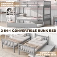thumbnail image 3 of SESSLIFE Twin Over Twin Bunk Bed with Trundle, Wood Convertible Bunk Bed Frame with Guardrails and Ladder, No Box Spring Needed, Space-Saving Bunk Bed for Bedroom, Dorm, Guest Room, Grey, 3 of 9