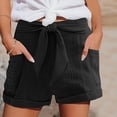 thumbnail image 2 of Lenpel Women's Casual Shorts Elastic High Waisted Tie Front Pleated Comfy Shorts Summer Beach Vacation Shorts with Pockets, 2 of 5